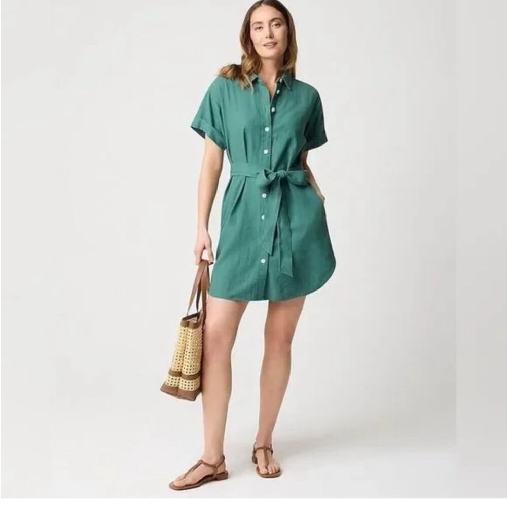 NWT Linen-blend belted mini shirt-dress - size small